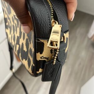 Coach Leopard Print Crossbody Bag with Black Accents